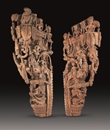 Picture of CARVED PAIR OF WOODEN PANELS