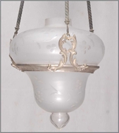 Picture of A moon-top frosted and etched glass lantern (lot 30)