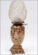 Picture of A gilt metal mounted ceramic table oil lamp (lot 41)