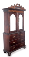 Picture of A Rosewood bureau with split pediments and balustraded panel below. (lot 44)