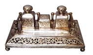 Picture of A very Fine Rajasthani inkstand with two square ink bottles and a square box
