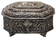 Picture of A Indian silver casket in octaganol shape