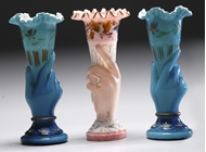 Picture of Three hand painted glass vases