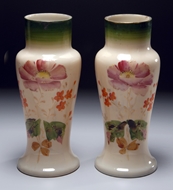 Picture of A pair of painted, late Victorian period, Opaline glass  vases