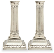 Picture of A pair of George III silver column candlesticks