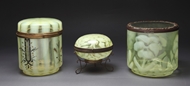 Picture of A group of three French Opaline glass boxes