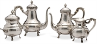 Picture of A Middle-Eastern white metal four piece tea service