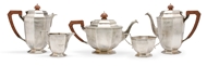 Picture of A silver five piece tea and coffee set