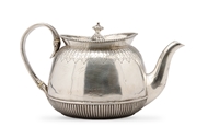 Picture of A Victorian silver tea pot of circular form