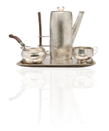 Picture of A Peruvian silver tray of planished square form