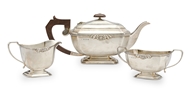 Picture of A silver three piece tea set