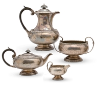 Picture of A spot hammered 4 piece tea & coffee service