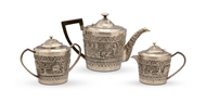 Picture of A three piece Indian silver tea service