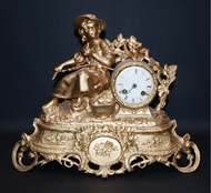 Picture of AN ENGLISH BRONZE GILDED CLOCK WITH A GIRL