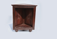 Picture of A ROSEWOOD SUNBURST CARVED CORNER RACK OF AN UNUSUAL FORM