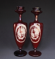 Picture of A PAIR OF RED VENETIAN GLASS VASES