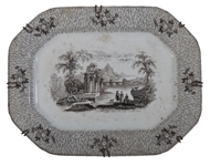 Picture of A DISH EN GRISAILLE DEPICTING ARUINED MONUMENT