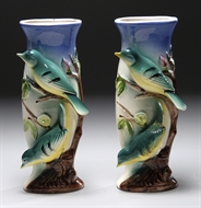Picture of A PAIR OF EUROPEAN MAJOLICA VASES