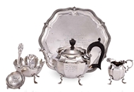 Picture of A MATCHED FIVE PIECE BACHELORS SILVER TEA SERVICE