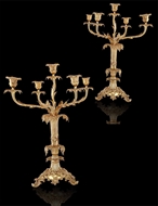 Picture of A PAIR OF EARLY VICTORIAN GOLD GILTED SILVER FIVE LIGHT CANDELABRUMS