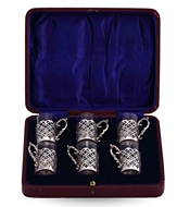 Picture of A SET OF SIX PEG GLASSES WITH SILVER HOLDERS