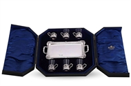 Picture of A SET OF SIX PEG GLASSES WITH SILVER TRAY