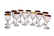 Picture of A SET OF TWELVE GOLD GILDED SILVER GOBLETS