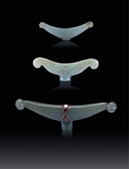 Picture of THREE MUGHAL JADE CRUTCH HANDLES