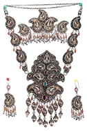 Picture of AN EXQUISITE SUIT OF TRIBAL SILVER & TURQUOISE JEWELLERY SET