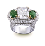 Picture of A VERY IMPRESSIVE DIAMOND AND EMERALD RING