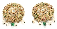 Picture of A PAIR OF ATTRACTIVE DIAMOND, RUBY AND EMERALD EAR TOPS