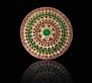 Picture of DIAMOND, EMERALD AND RUBY JADDA BILLA (HEAD ORNAMENT)